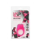 Розовое эрекционное кольцо с щеточкой LIT-UP SILICONE STIMU RING 5 - Dream Toys - в Бердске купить с доставкой