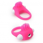 Розовое эрекционное кольцо с щеточкой LIT-UP SILICONE STIMU RING 5 - Dream Toys - в Бердске купить с доставкой