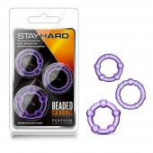Набор из 3 фиолетовых эрекционных колец Stay Hard Beaded Cockrings - Blush Novelties - в Бердске купить с доставкой