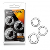 Набор из 3 прозрачных эрекционных колец Stay Hard Beaded Cockrings - Blush Novelties - в Бердске купить с доставкой