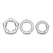 Набор из 3 прозрачных эрекционных колец Stay Hard Beaded Cockrings - Blush Novelties - в Бердске купить с доставкой