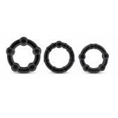 Набор из 3 чёрных эрекционных колец Stay Hard Beaded Cockrings - Blush Novelties - в Бердске купить с доставкой