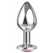 Большая серебристая анальная пробка Diamond Red Sparkle Large с красным кристаллом - 8 см. - Lola Games - купить с доставкой в Бердске