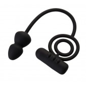 Чёрное эрекционное кольцо с вибропулькой и анальным хвостом - Erotist Adult Toys - в Бердске купить с доставкой