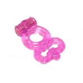 Розовое эрекционное кольцо Rings Treadle с подхватом - Lola Games - в Бердске купить с доставкой