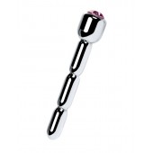 Серебристый уретральный плаг со стразом - 7 см. - ToyFa - купить с доставкой в Бердске