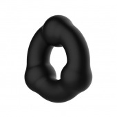 Черное эрекционное кольцо с 3 шариками - Baile - в Бердске купить с доставкой