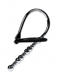 Серебристый уретральный плаг-бусины TOYFA Metal с мягким фиксириющим кольцом - ToyFa - купить с доставкой в Бердске