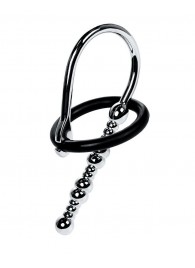 Серебристый уретральный плаг-бусины TOYFA Metal с мягким фиксириющим кольцом - ToyFa - купить с доставкой в Бердске