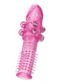 Стимулирующая розовая насадка с шишечками и шипами - 13,5 см. - Toyfa Basic - в Бердске купить с доставкой
