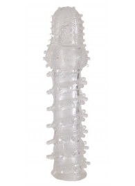 Прозрачная, закрытая насадка с шипами и точками - 13,5 см. - Toyfa Basic - в Бердске купить с доставкой