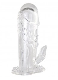 Прозрачная гелевая насадка с клиторальным отростком - 13 см. - Toyfa Basic - в Бердске купить с доставкой