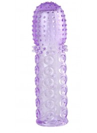 Насадка гелевая фиолетовая с точками, шипами и наплывами - 13,5 см. - Toyfa Basic - в Бердске купить с доставкой