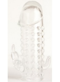 Гелевая прозрачная насадка с 2 отростками - 13 см. - Toyfa Basic - в Бердске купить с доставкой