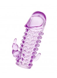 Закрытая фиолетовая насадка с 2 отростками - 13 см. - Toyfa Basic - в Бердске купить с доставкой