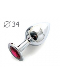 Коническая серебристая анальная втулка с малиновым кристаллом - 8,2 см. - Anal Jewelry Plug - купить с доставкой в Бердске