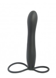 Черная насадка на пенис для двойной стимуляции Mojo BlackJack - 15 см. - Seven Creations - в Бердске купить с доставкой