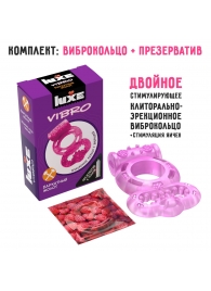 Розовое эрекционное виброкольцо Luxe VIBRO  Бархатный молот  + презерватив - Luxe - в Бердске купить с доставкой