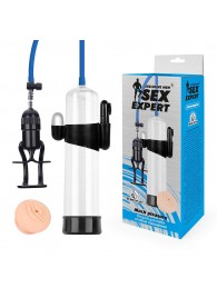 Прозрачная вакуумная вибропомпа Sex Expert с насадкой-вагиной - Sex Expert - в Бердске купить с доставкой