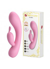 Нежно-розовый вибратор Hugo с клиторальным отростком - 16,5 см. - Baile