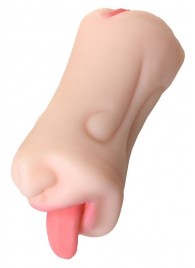 Телесный двусторонний мастурбатор Fruity Tongue - ротик и вагина - ToyFa - в Бердске купить с доставкой