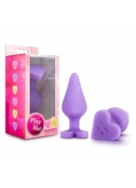 Фиолетовая анальная пробка Naughty Candy Heart Do Me Now - 8,9 см. - Blush Novelties - купить с доставкой в Бердске