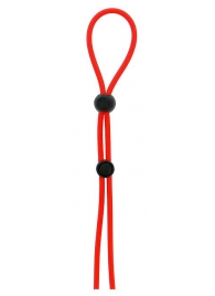 Красное лассо на пенис с двумя бусинами STRETCHY LASSO CAGE - Dream Toys - в Бердске купить с доставкой