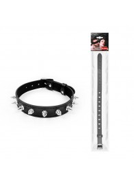 Черный ошейник с серебристыми шипами - Notabu - купить с доставкой в Бердске