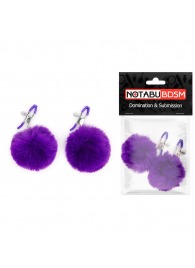 Зажимы для сосков с фиолетовым пушком - Notabu - купить с доставкой в Бердске