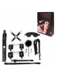 Большой набор БДСМ в черном цвете: маска, кляп, зажимы, плётка, ошейник, наручники, оковы, щекоталка, фиксатор - Notabu - купить с доставкой в Бердске