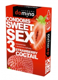 Презервативы для орального секса DOMINO Sweet Sex с ароматом клубничного коктейля  - 3 шт. - Domino - купить с доставкой в Бердске