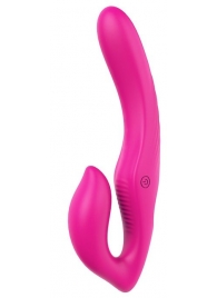 Ярко-розовый безремневой страпон REMOTE DOUBLE DIPPER - 22 см. - Dream Toys - купить с доставкой в Бердске