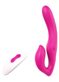 Ярко-розовый безремневой страпон REMOTE DOUBLE DIPPER - 22 см. - Dream Toys - купить с доставкой в Бердске