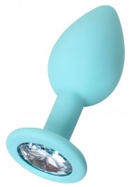 Мятная анальная пробка с прозрачным кристаллом Brilliant - 7 см. - ToyFa - купить с доставкой в Бердске