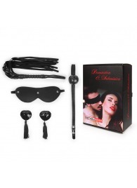 Эротический набор в черном цвете: маска, кляп, пэстисы, плётка - Notabu - купить с доставкой в Бердске