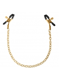 Чёрные с золотом зажимы на соски Gold Chain Nipple Clamps - Pipedream - купить с доставкой в Бердске