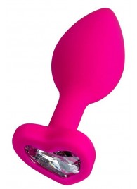 Розовая анальная втулка Diamond Heart с прозрачным кристаллом - 8 см. - ToyFa - купить с доставкой в Бердске