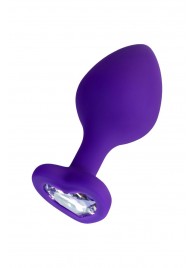 Фиолетовая анальная втулка Diamond Heart с прозрачным кристаллом - 8 см. - ToyFa - купить с доставкой в Бердске