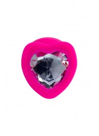Розовая анальная втулка Diamond Heart с прозрачным кристаллом - 9,5 см. - ToyFa - купить с доставкой в Бердске