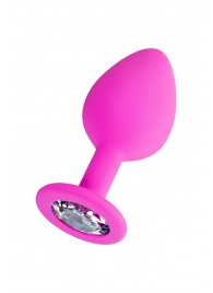 Розовая анальная втулка Brilliant с прозрачным кристаллом - 8 см. - ToyFa - купить с доставкой в Бердске