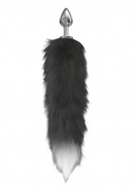 Серебристая анальная пробка с черным хвостом Starlit - Lola Games - купить с доставкой в Бердске