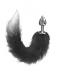 Серебристая анальная пробка с черным хвостом Starlit - Lola Games - купить с доставкой в Бердске