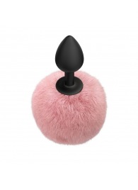 Черная анальная пробка с розовым пушистым хвостиком Fluffy - Lola Games