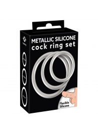 Набор из 3 эрекционных колец под металл Metallic Silicone Cock Ring Set - Orion - в Бердске купить с доставкой