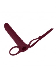 Бордовая вибронасадка для двойного проникновения Rori - 17 см. - Lola Games - купить с доставкой в Бердске