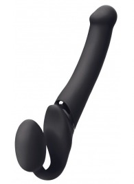 Черный безремневой вибрострапон Silicone Bendable Strap-On M - Strap-on-me - купить с доставкой в Бердске