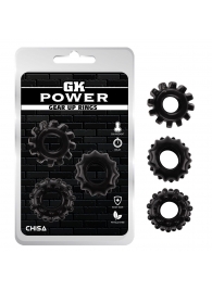 Набор из 3 черных эрекционных колец Gear Up Rings - Chisa - в Бердске купить с доставкой