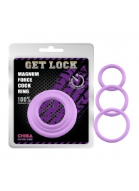 Набор из 3 сиреневых эрекционных колец Magnum Force Cock Ring - Chisa - в Бердске купить с доставкой