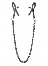 Черные зажимы на соски на цепочке BLAZE DELUXE NIPPLE CLAMPS - Dream Toys - купить с доставкой в Бердске