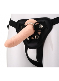 Телесный страпон на черных трусиках STRAP ON REAL DILDO - 20 см. - Dream Toys - купить с доставкой в Бердске
